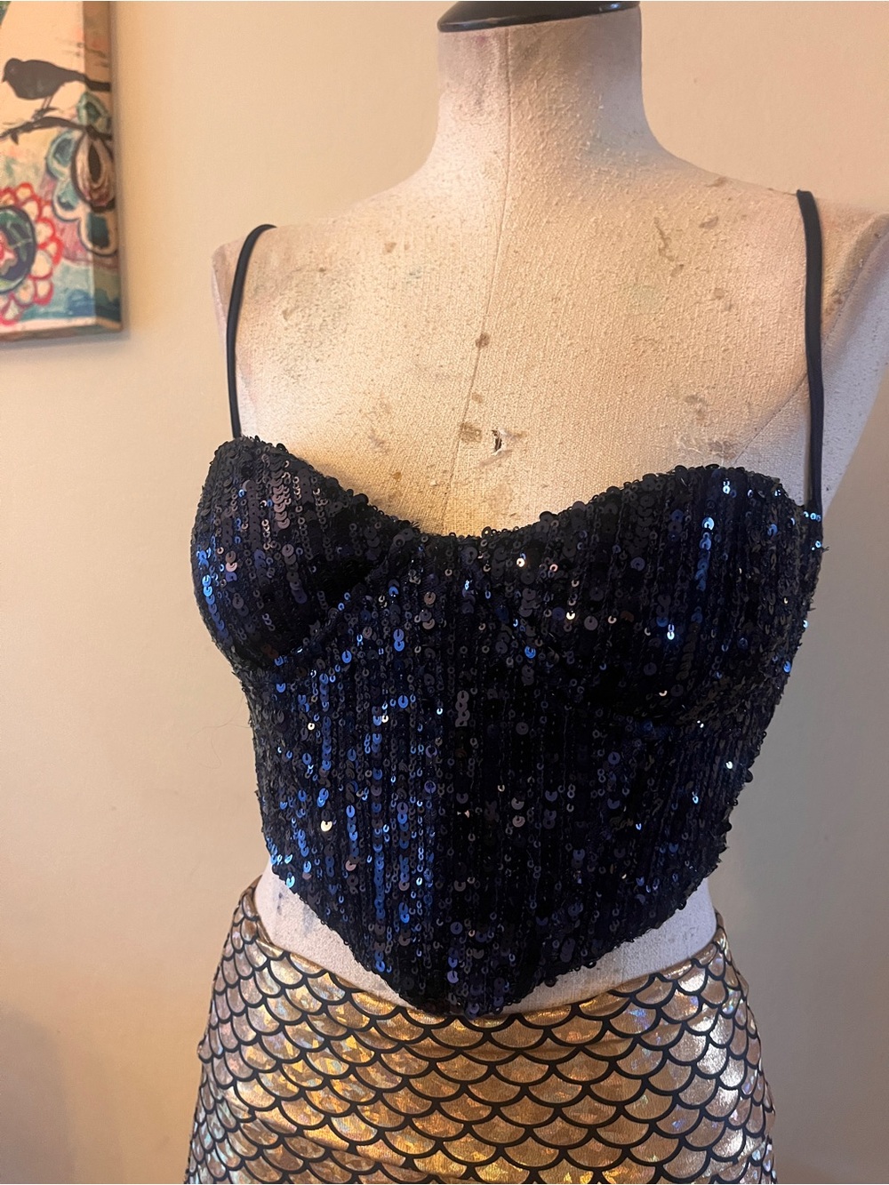 Sequin Corset Crop Top - dark
Blue
